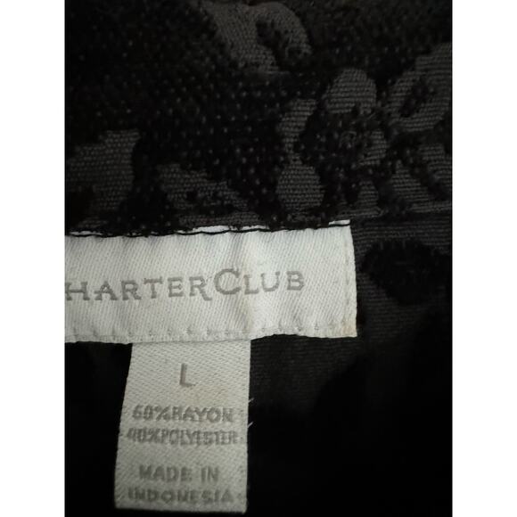 Charter Club Moto Jacket Damask Print Velvety Black Large - Picture 3 of 5